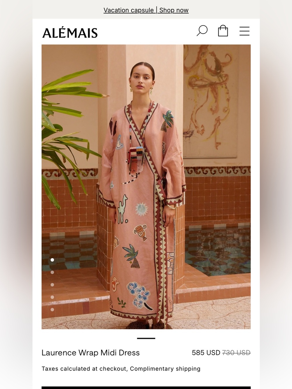 Alemais Linen and silk-blend wrap midi dress